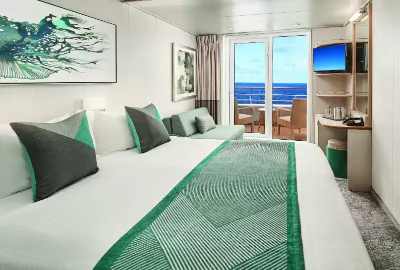 Balcony stateroom with bow view